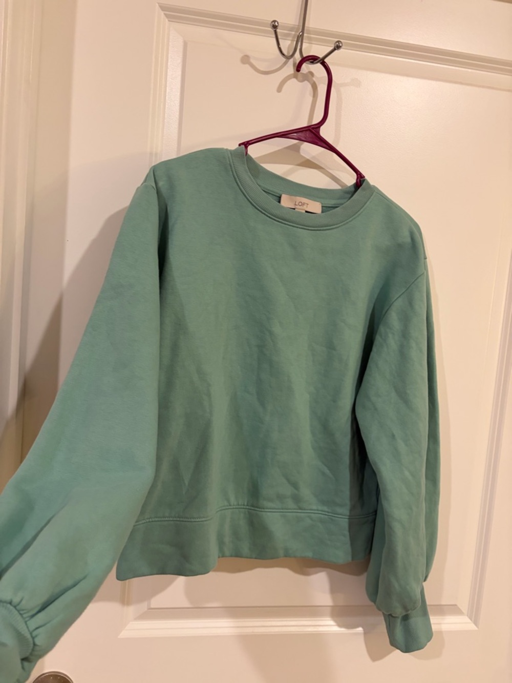 LOFT NWOT Green Cropped Sweatshirt Crewneck Pullover Casual